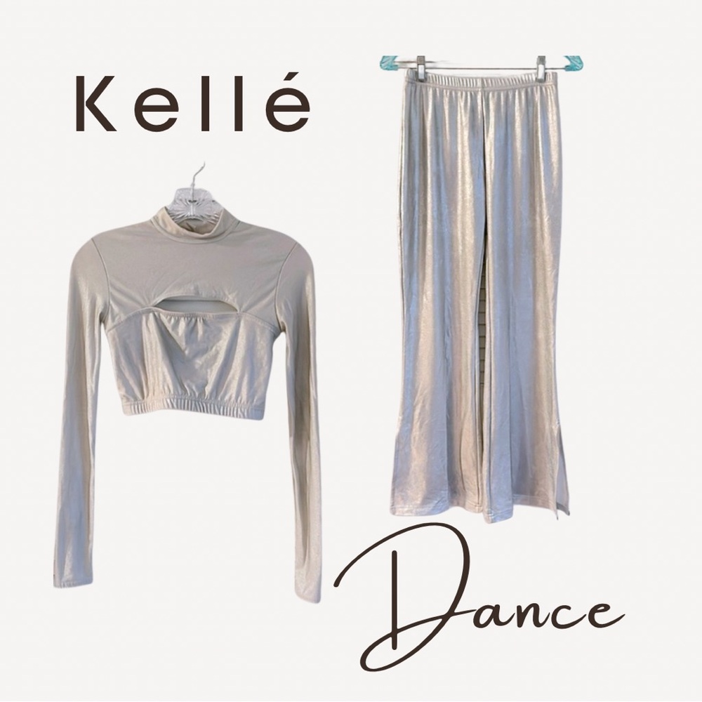 Kellé Silver Jazz Dance Pants & Cropped Top, Size S/M